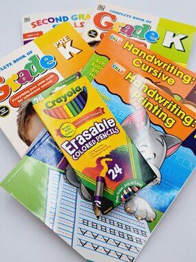 Bundle Of Pre K-5 Education Activity Books & Crayola Pencils Home School